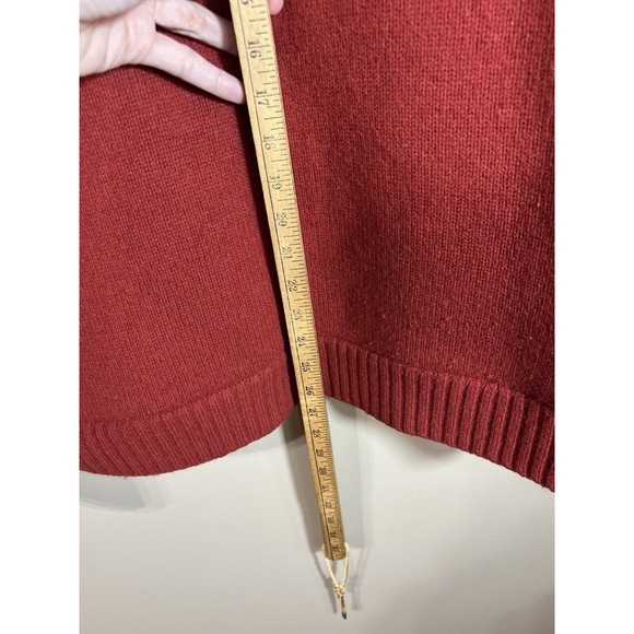 L.L.Bean Sherpa Sweater Large Lambswool Full Zip Cardigan Jacket Red Orange - Picture 9 of 11